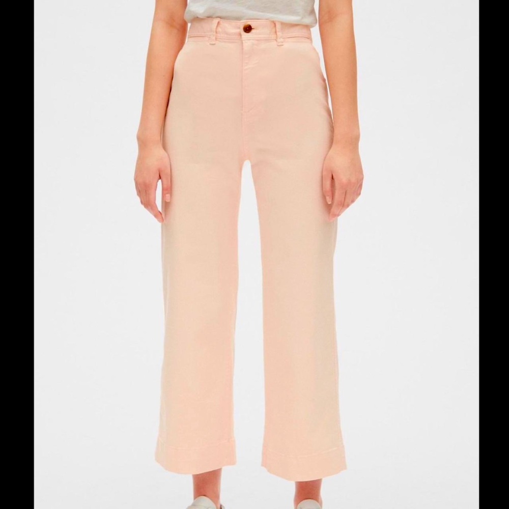 GAP - high rise, wide leg, crop chino, pants, pastel light, pink.